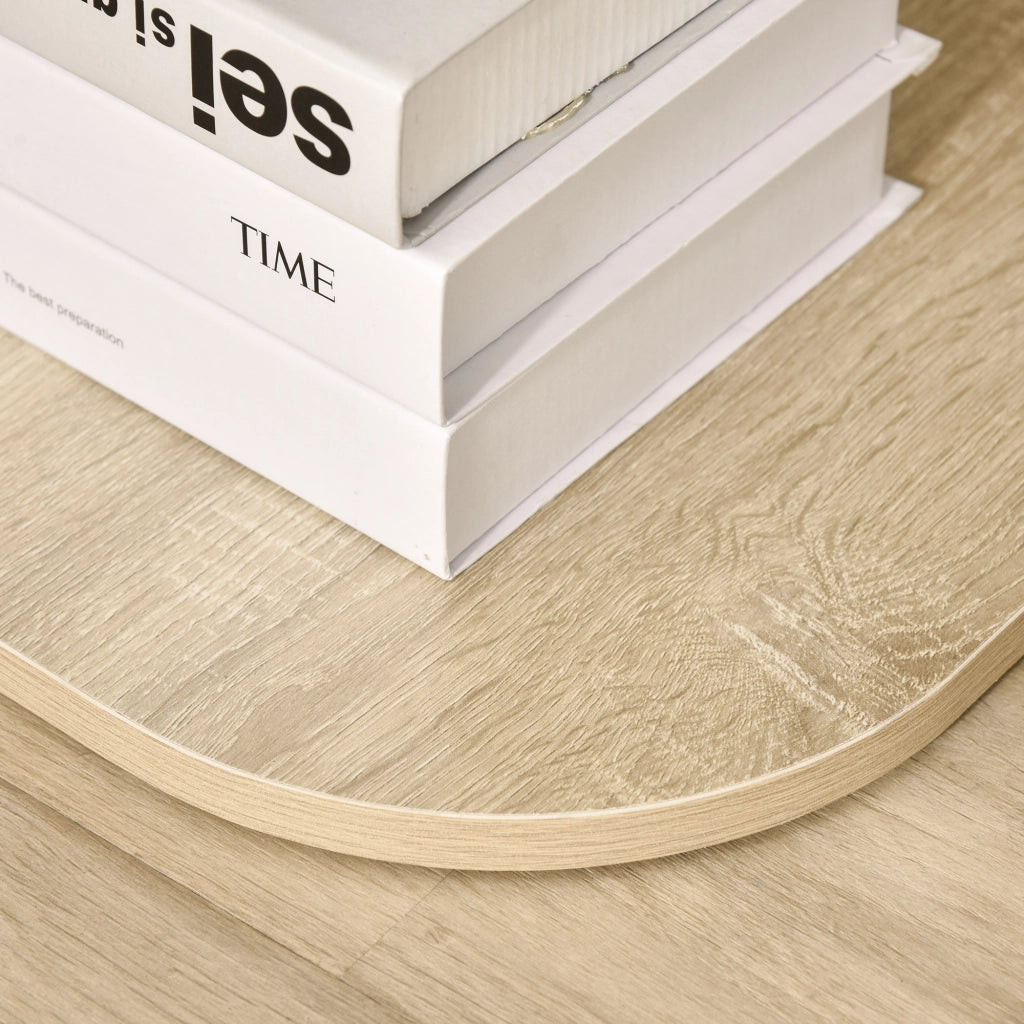 Tavolino da salotto con ripiani ¨C zephmum ¨C vetro temperato, legno naturale