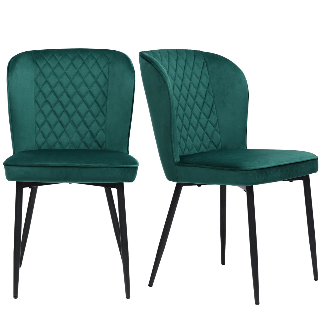 SEDIA DA PRANZO Set da 2 pezzi Verde in velluto con gambe in metallo