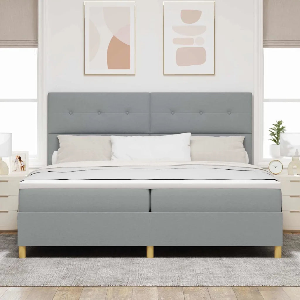 Letto a Sorgente LED Grigio chiaro 200 x 200 cm Tessuto 3343124