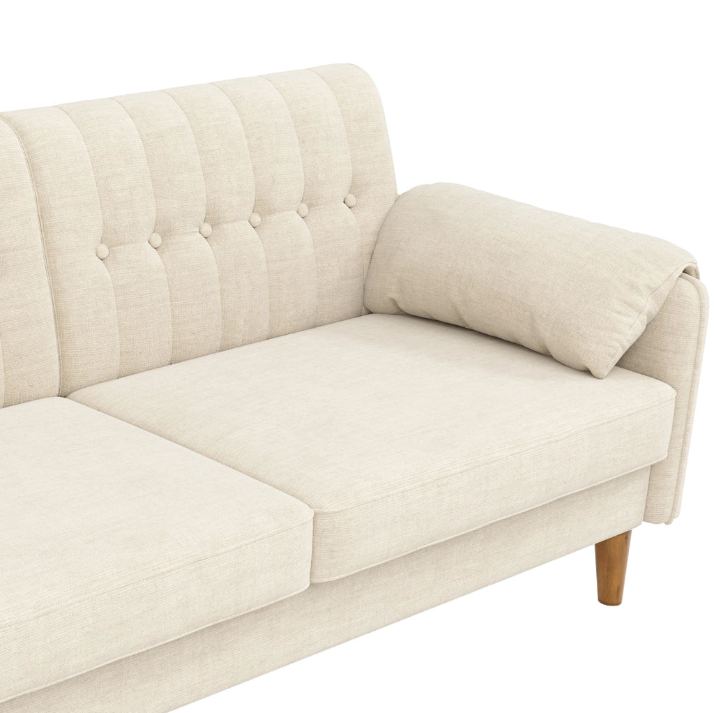 Divano 2 posti 161,5x79 cm beige in chenille, con tasche laterali