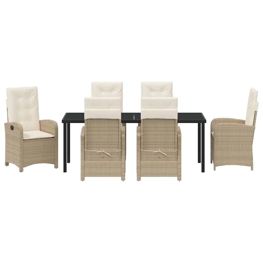 Set da Pranzo per Giardino con cuscino 7 pcs Beige polyrattan 3380286