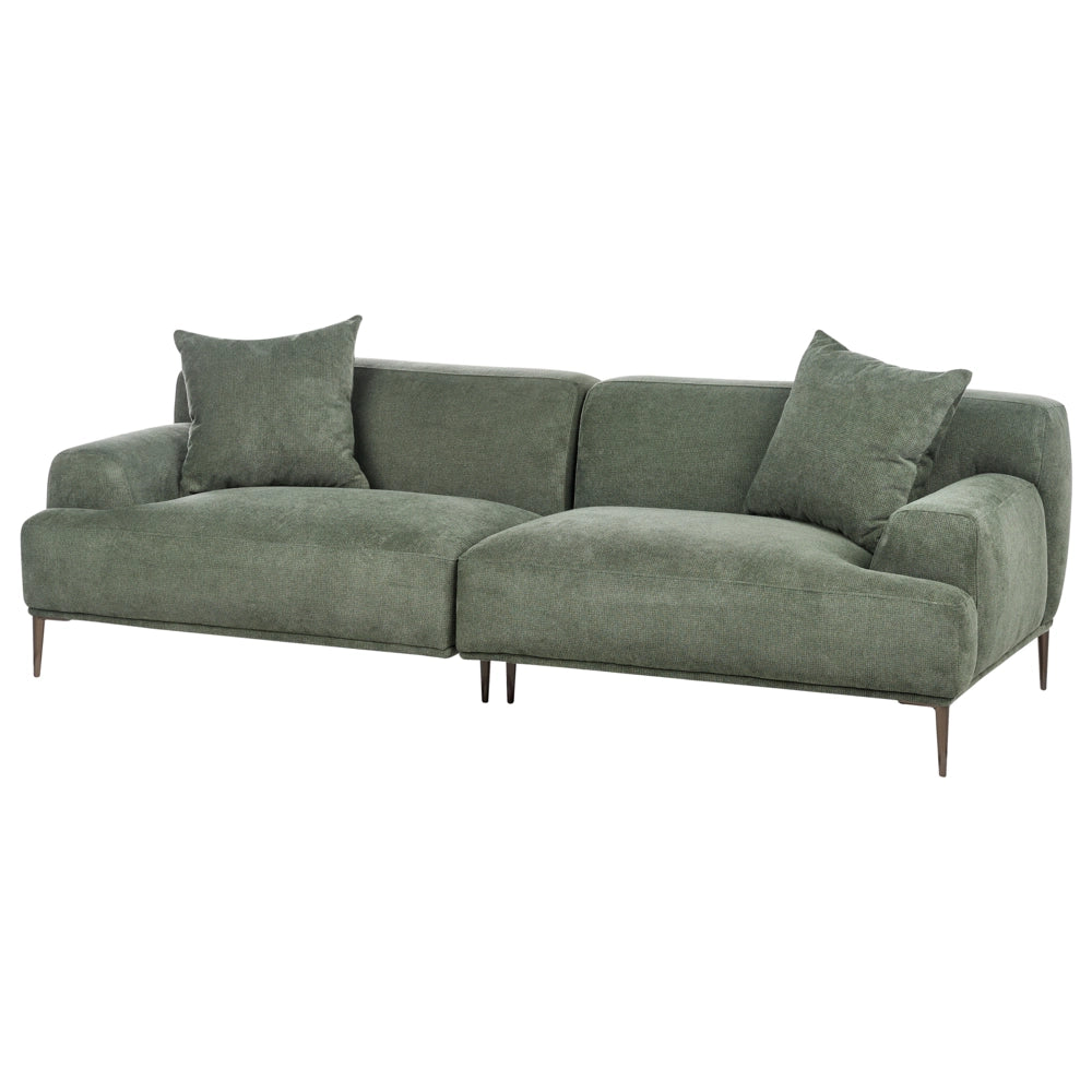 Divano a 3 posti in tessuto Verde Soggiorno Stile moderno Gambe in metallo