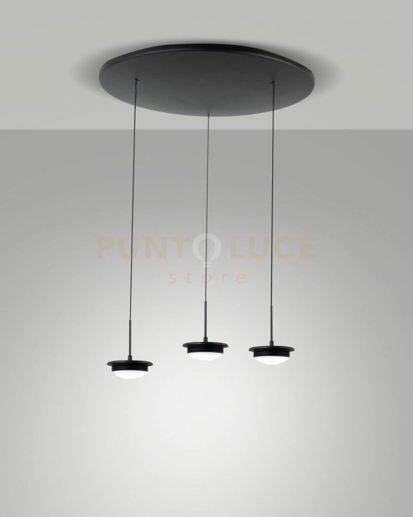3805-47-101 MONTATURA NERA COMPLETA TONDA A LED CCT 2700K - 3000K - 4000K- 42W - 4530 lm 3 LUCI DIMMERABILE