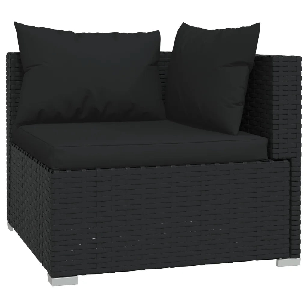 Set Divani da Giardino 6 pz con Cuscini in Polyrattan Nero 3102296