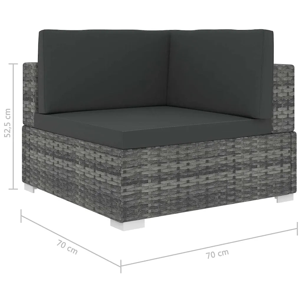 Sedia da giardino-Poltrona Modulare ad Angolo 1 pz con Cuscini Polyrattan Grigio