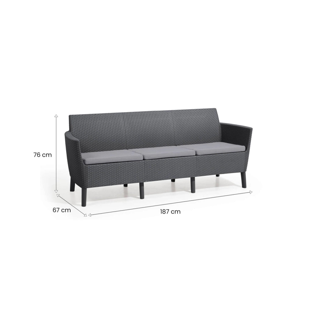 Divano da esterno Winnipeg, Sofà da giardino, Divanetto outdoor, Divano per terrazzo, 187x67 h76 cm, Antracite