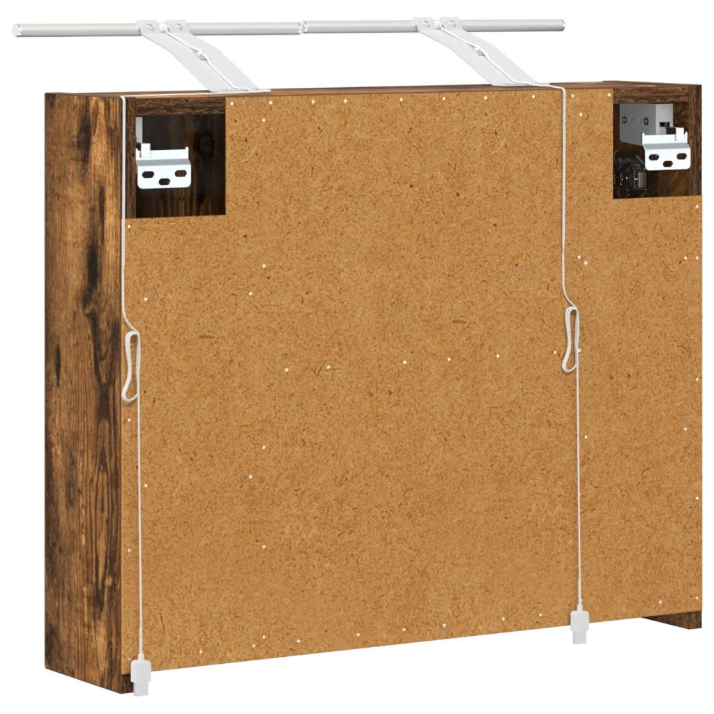 Mobiletto per specchio da bagno Rovere fumé 60 x 14,5 x 50 cm