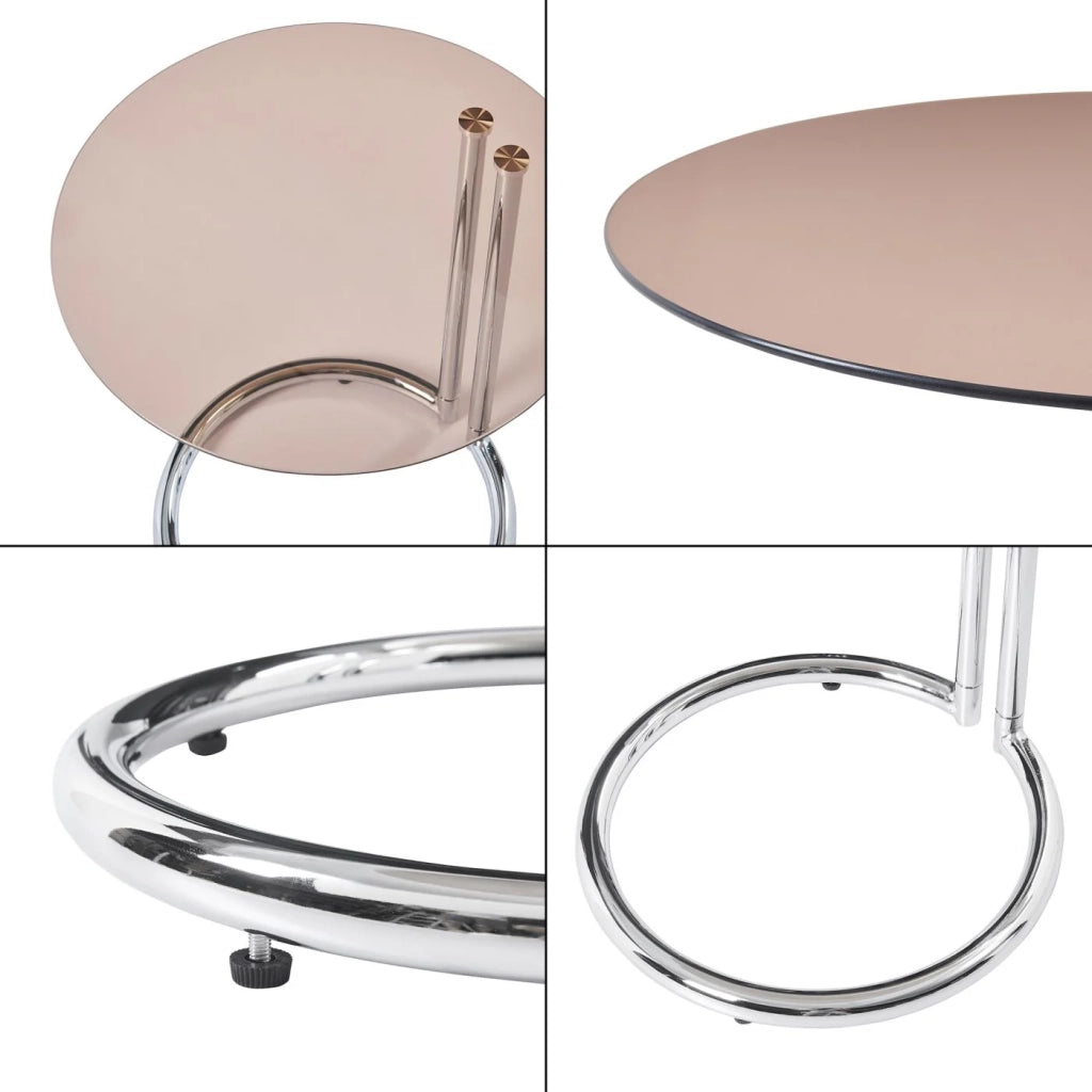 Tavolino laterale in vetro temperato 46 ​​x 45 cm vetro ambra finitura cromata 03_0010977