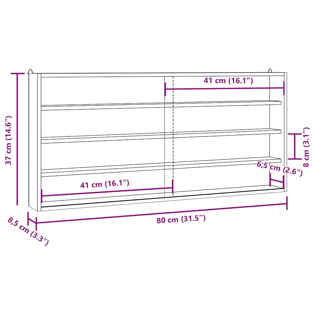 vidaXL Teca da Collezione in Legno con Porte 80x8,5x37 cm