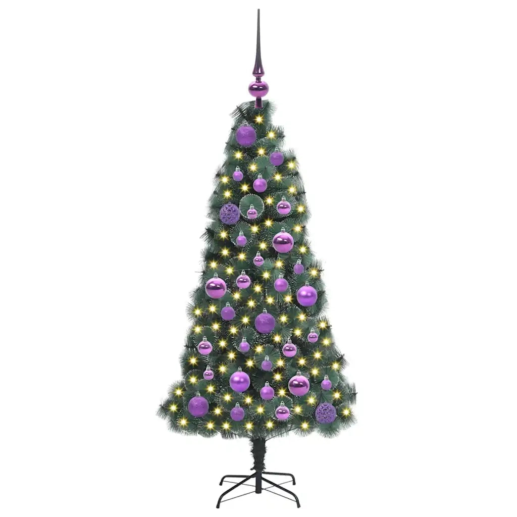 Albero di Natale | Decorazioni natalizie artificiale pre-illuminato con set di palle