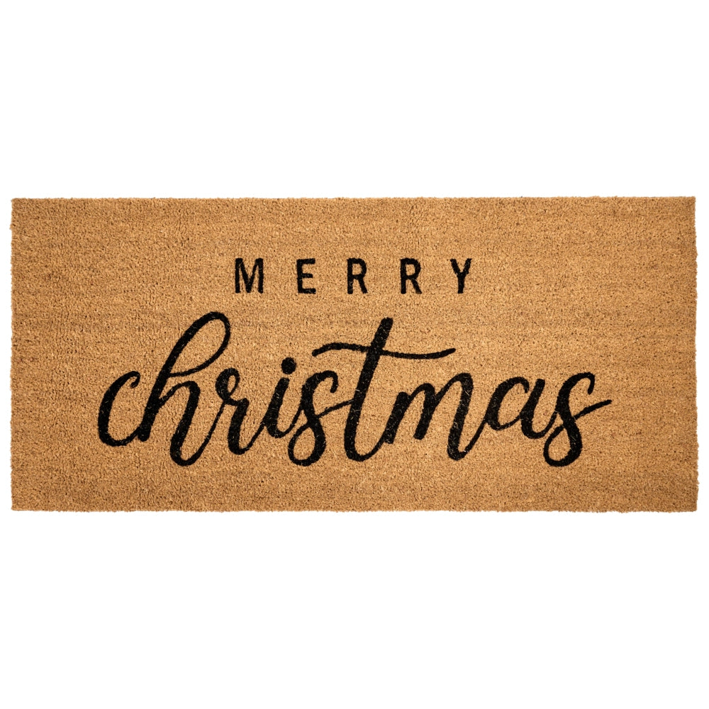 Zerbino in fibra di cocco naturale con fondo in gomma 55 x 120 cm Xmas Christmas Merry Christmas Motivo festivo Antiscivolo