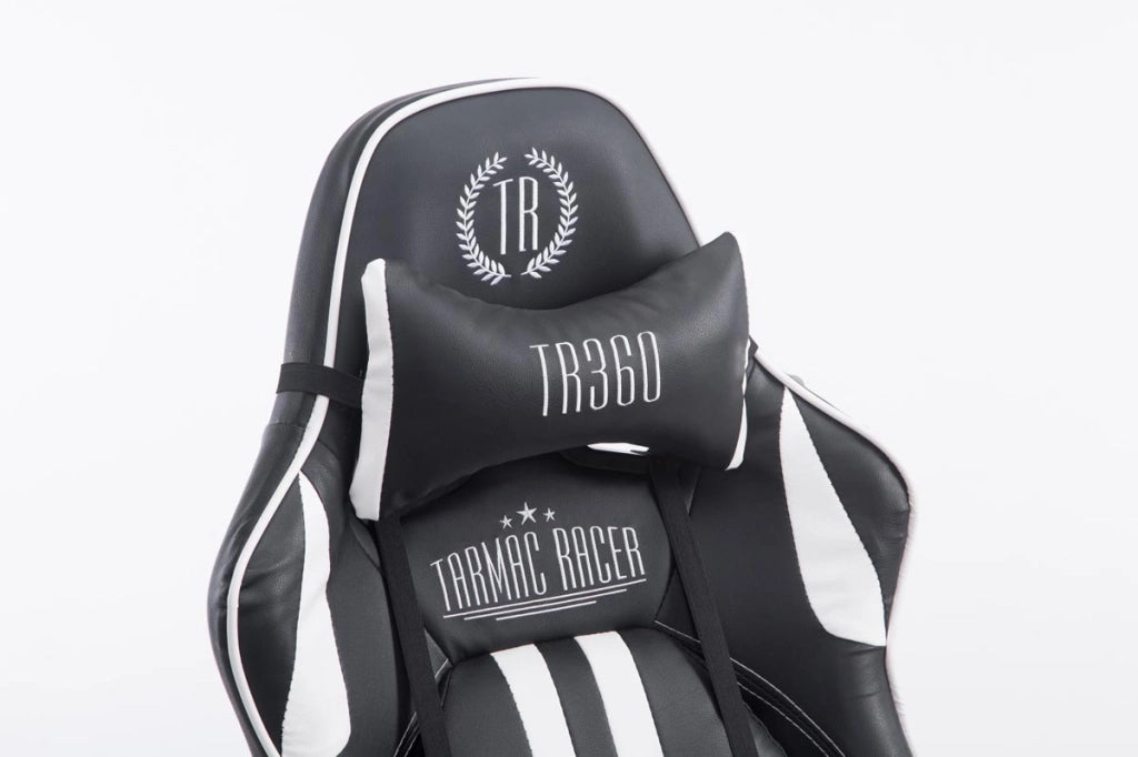 Sedia ufficio Racing Limit in similpelle bianco/nero,Con poggiapiedi