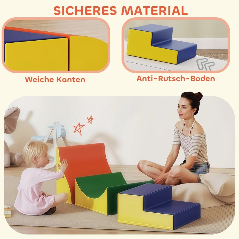 Set da arrampicata e gattonamento in 3 pezzi per bambini piccoli, in similpelle e schiuma, colore giallo.