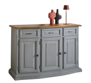 Madia credenza 3 porte 3 cassetti legno shabby grigio e noce 126x38x86 - Mobili 2G