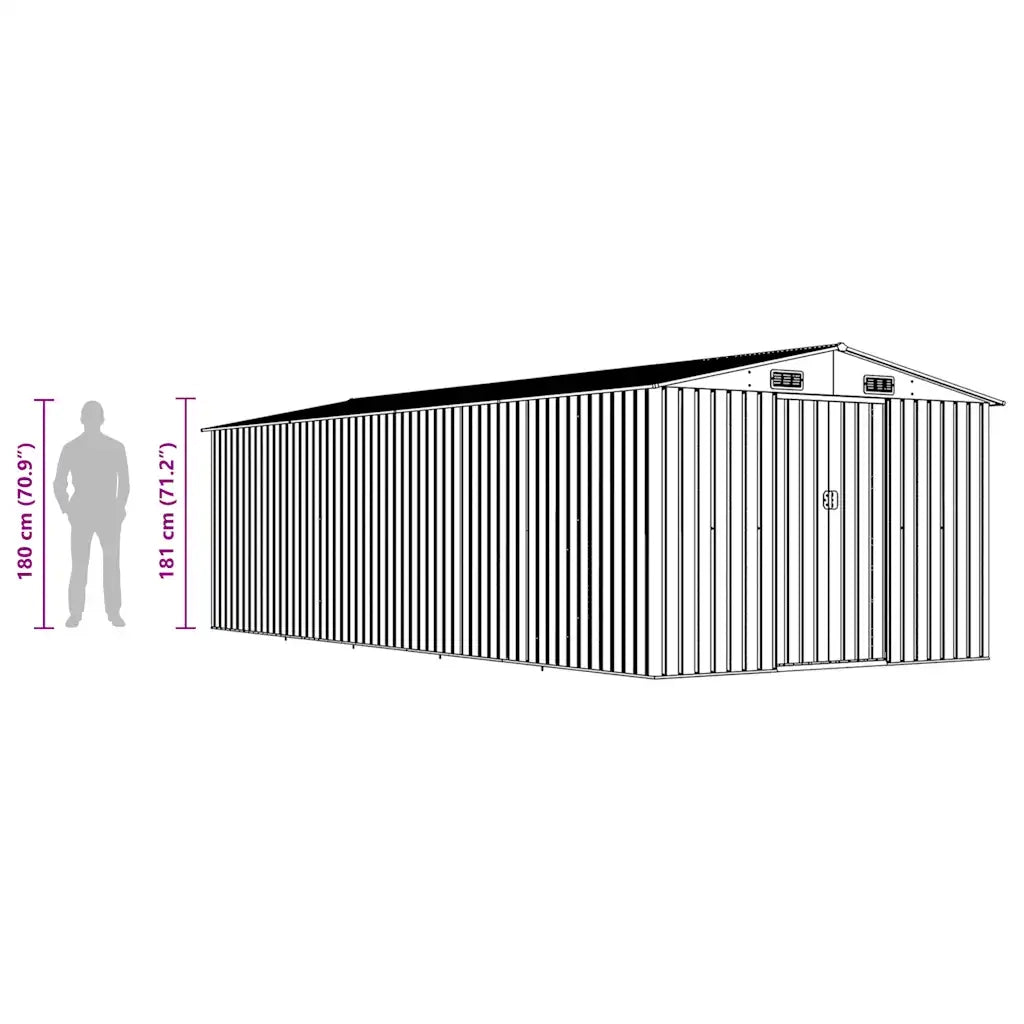 Casetta da Giardino 257x580x181 cm in Metallo Antracite 143354