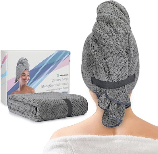 Microfibra Lussuoso Asciugamano per Capelli - Asciugamano Superfino Anticrespo per Capelli Lunghi, Spessi e Ricci.