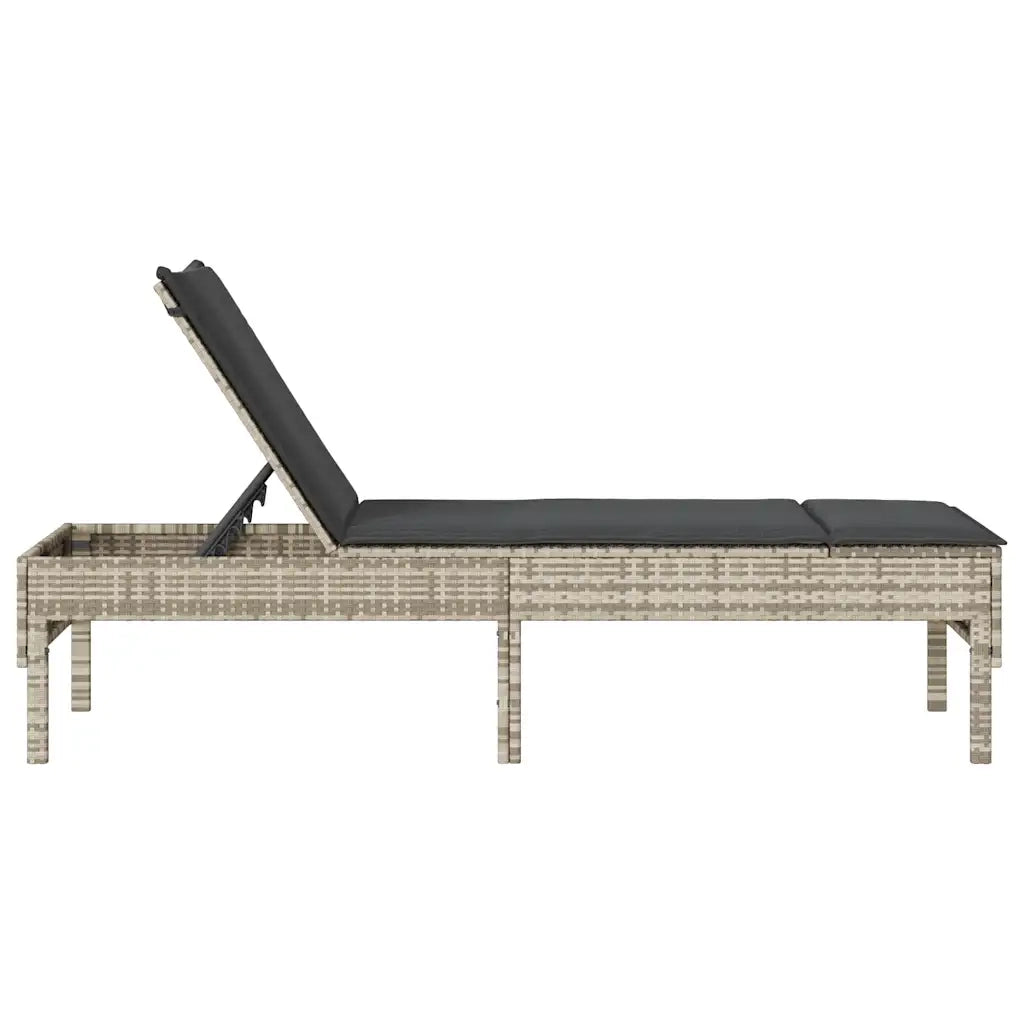 Lettino Prendisole con Cuscino Grigio Chiaro 55x200x44 cm