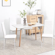 Set di 4 sedie da pranzo 50x41x97 cm con schienale alto; rivestimento in pelle rigenerata bianca
