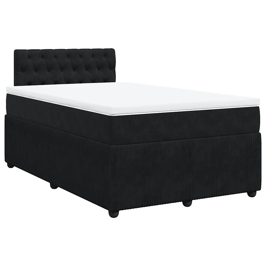 vidaXL Giroletto a Molle con Materasso Nero 120x190 cm in Velluto