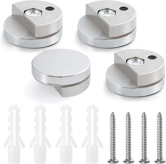 Clip per specchio da bagno in vetro con gomiti e viti per spessore 3-5 mm - 4 pezzi