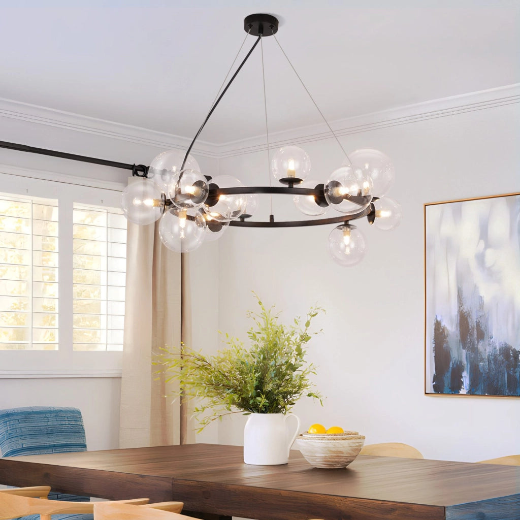 Lampada a sospensione ZMH moderna per sala da pranzo 14 fiamme lampadario G9 con sfera in vetro