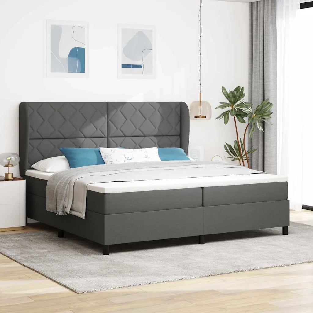 Letto a molle con materasso Grigio scuro 200 x 200 cm Tessuto 3340649