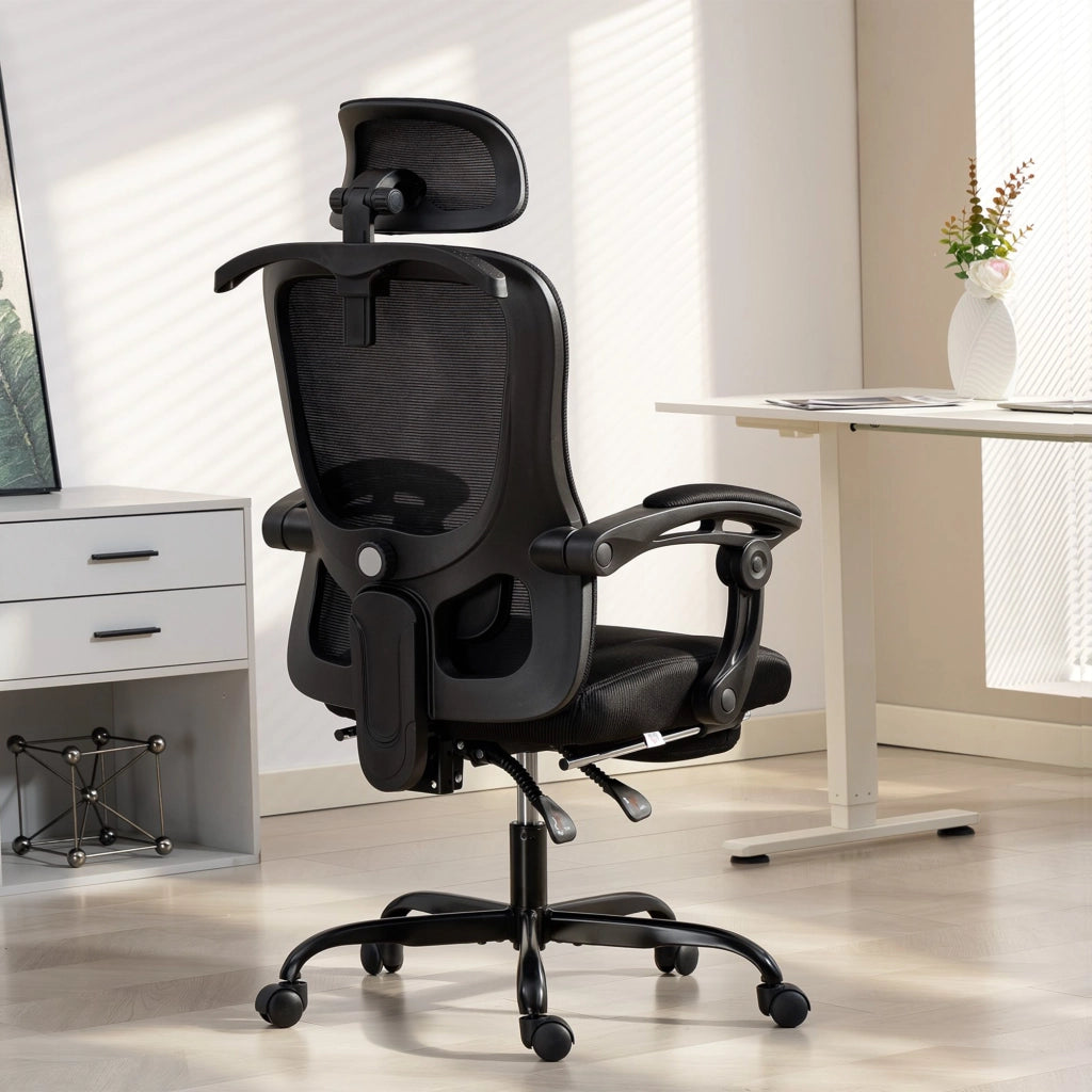 Sedia da ufficio ergonomica con rete ¨C Zephmum ¨C 64x64x124 cm, nero