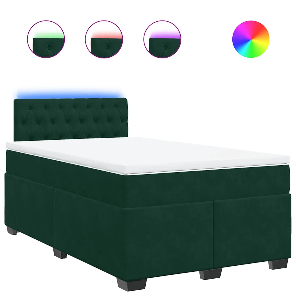 vidaXL Giroletto a Molle con Materasso Verde Scuro 120x190 cm Velluto