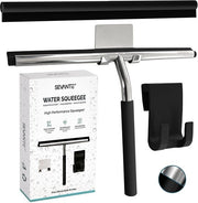 Douchewisser a vetro e specchio 25,5 cm - Applicatore di vetro e specchio con supporto - Accessori per la cabina doccia - Applicatore di vetro e specchio per doccia, vetro e specchio - Applicatore di vetro e specchio per doccia - Nero