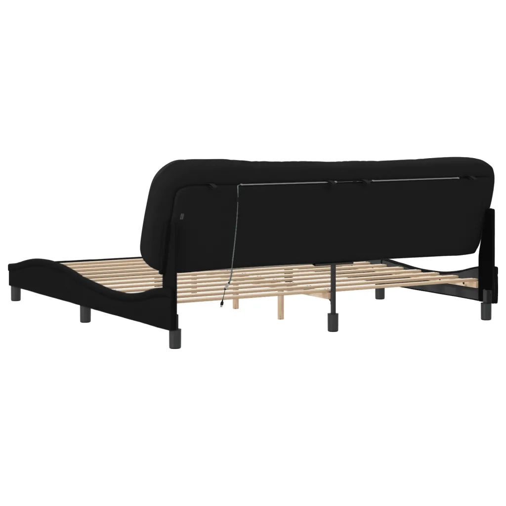 Giroletto con LED senza Materasso-Struttura Letto Hvar Nero 200x200 cm in Tessuto