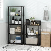 Rack multifunzionale a 4 livelli con tubi rotondi - espresso/nero - mobile per archiviazione