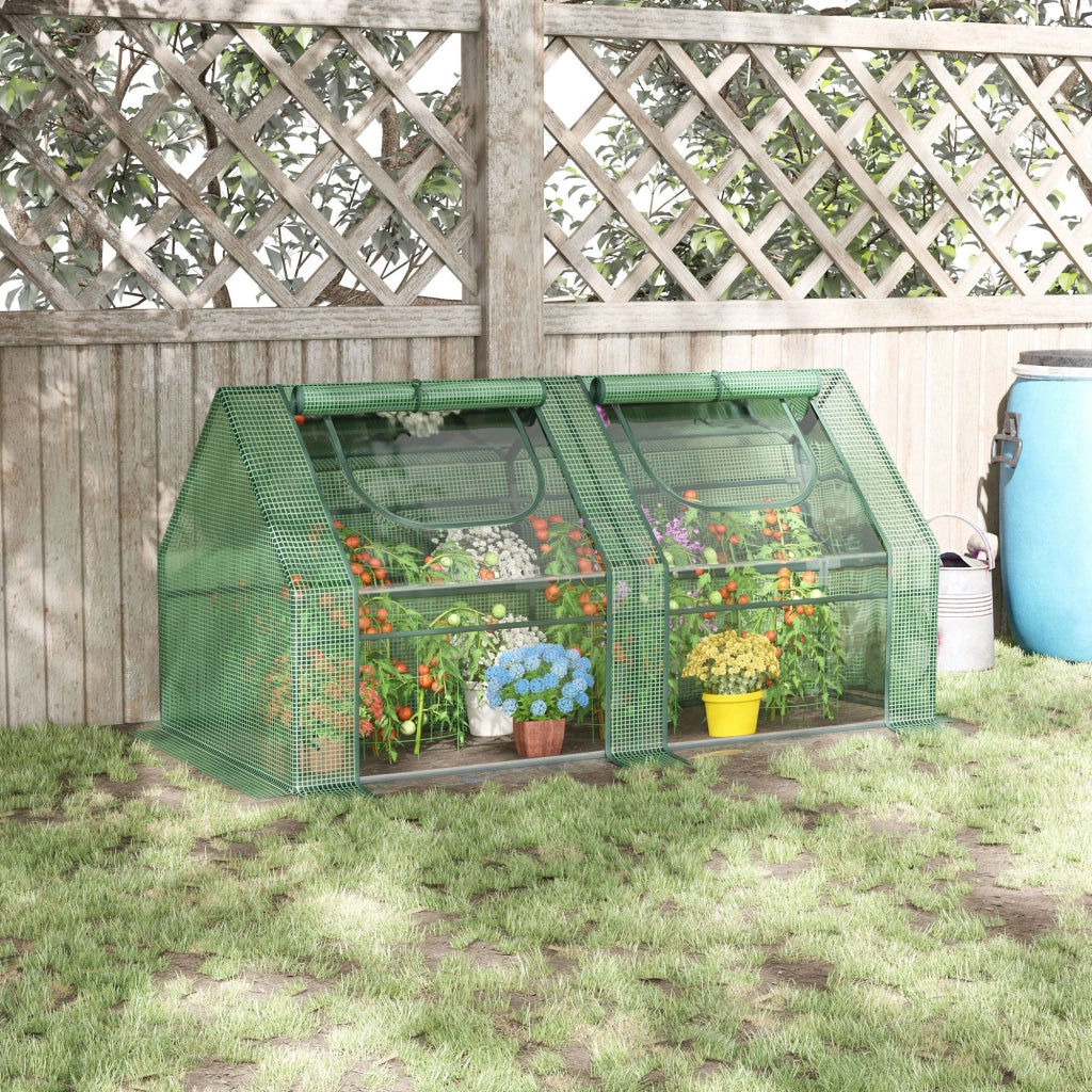 Serra da Giardino con Finestre Doppie e Telaio in Acciaio ¨C zephmum ¨C Verde 180x90x90 cm