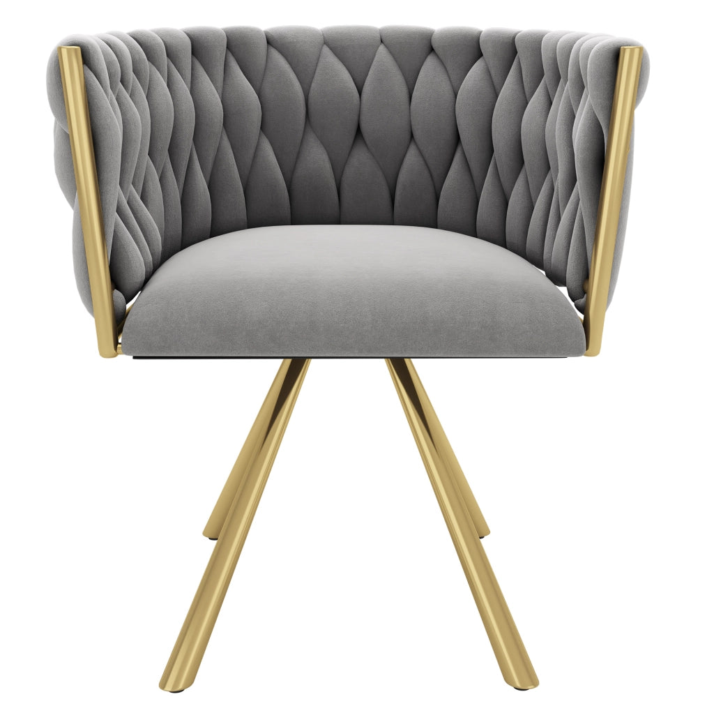 Set di 2 sedie da pranzo girevoli 60.96x60.96x57.79 cm con schienale ergonomico in velluto oro e grigio