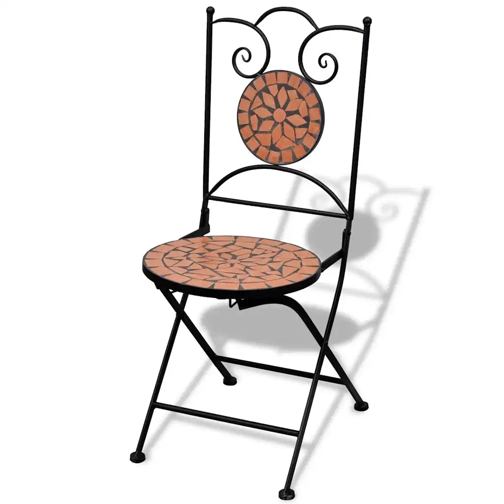 Sedie da Bistrot Pieghevoli 2 pz | Sedie da Esterno in Ceramica Terracotta
