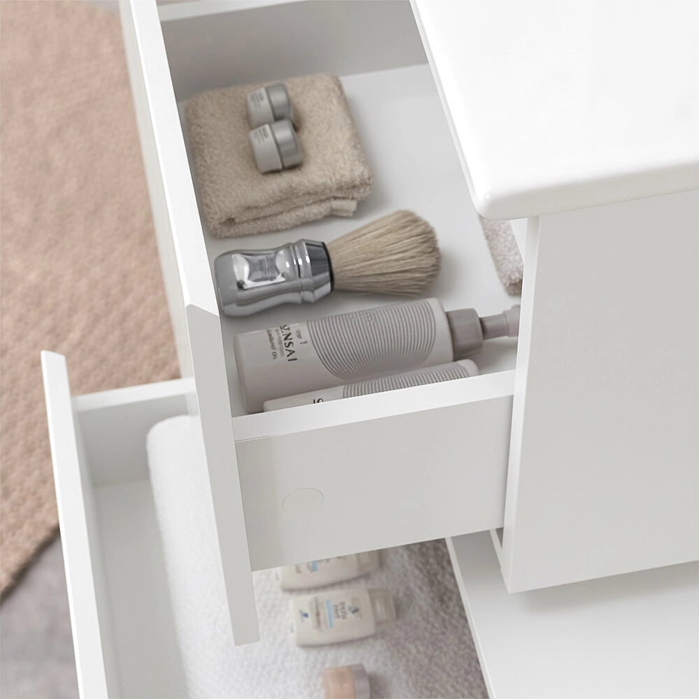 Mobile bagno sospeso 90 cm bianco con lavabo integrato e cassetto Nuvola