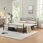 Letto Matrimoniale Florenz in Acciaio con Testiera Alta Decorativa 160 x 200 cm Nero [en.casa]