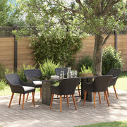 Set da Pranzo da Giardino da 7 Pezzi Nero Polyrattan