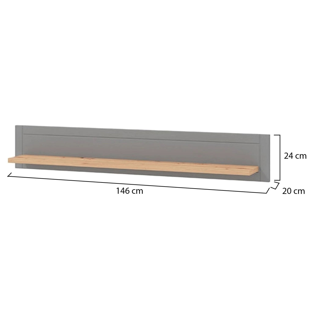 Suelli, Mensola un Ripiano, 146x19.5x24h cm Grigio