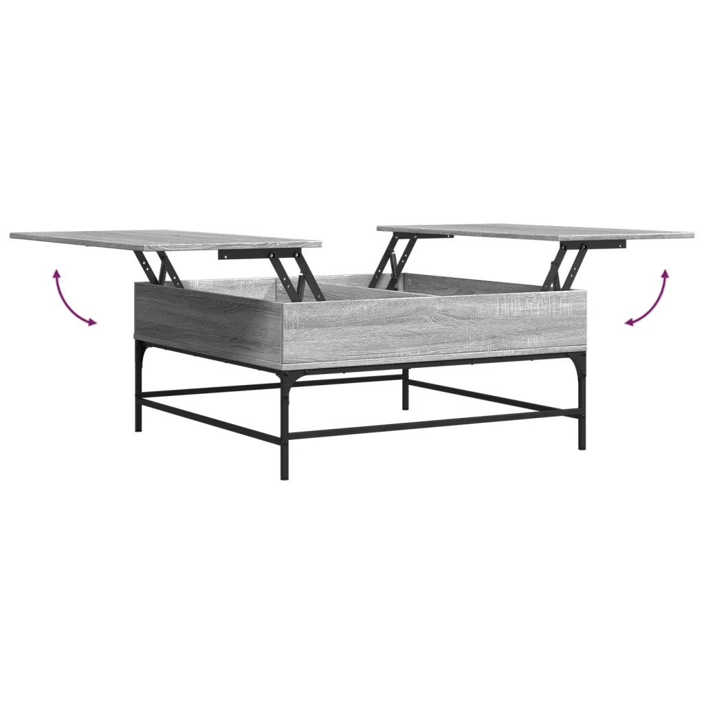 Tavolino Grigio Sonoma 95x95x45 cm Legno Multistrato e Metallo