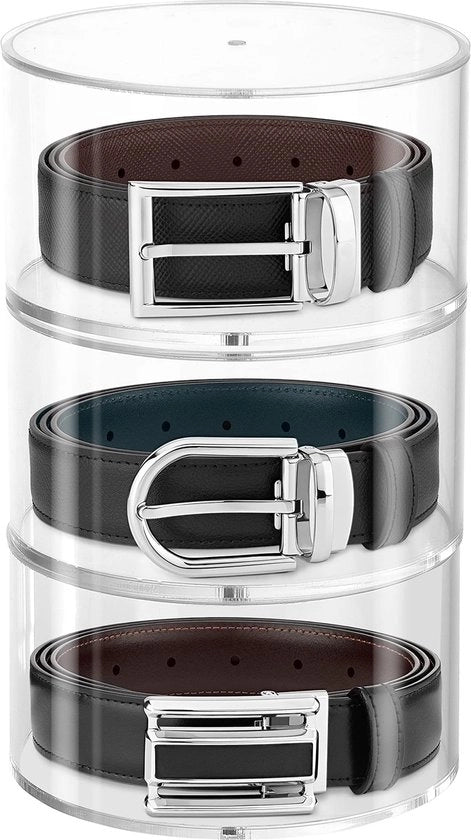 FNG8 3-cucchiaini organizzatore a 3 strati - Cassetto orizzontale trasparente con coperchio magnetico - Organizzatore di plastica acrilica per cinture, gioielli, orologi, trucchi e accessori cosmetici stivabili