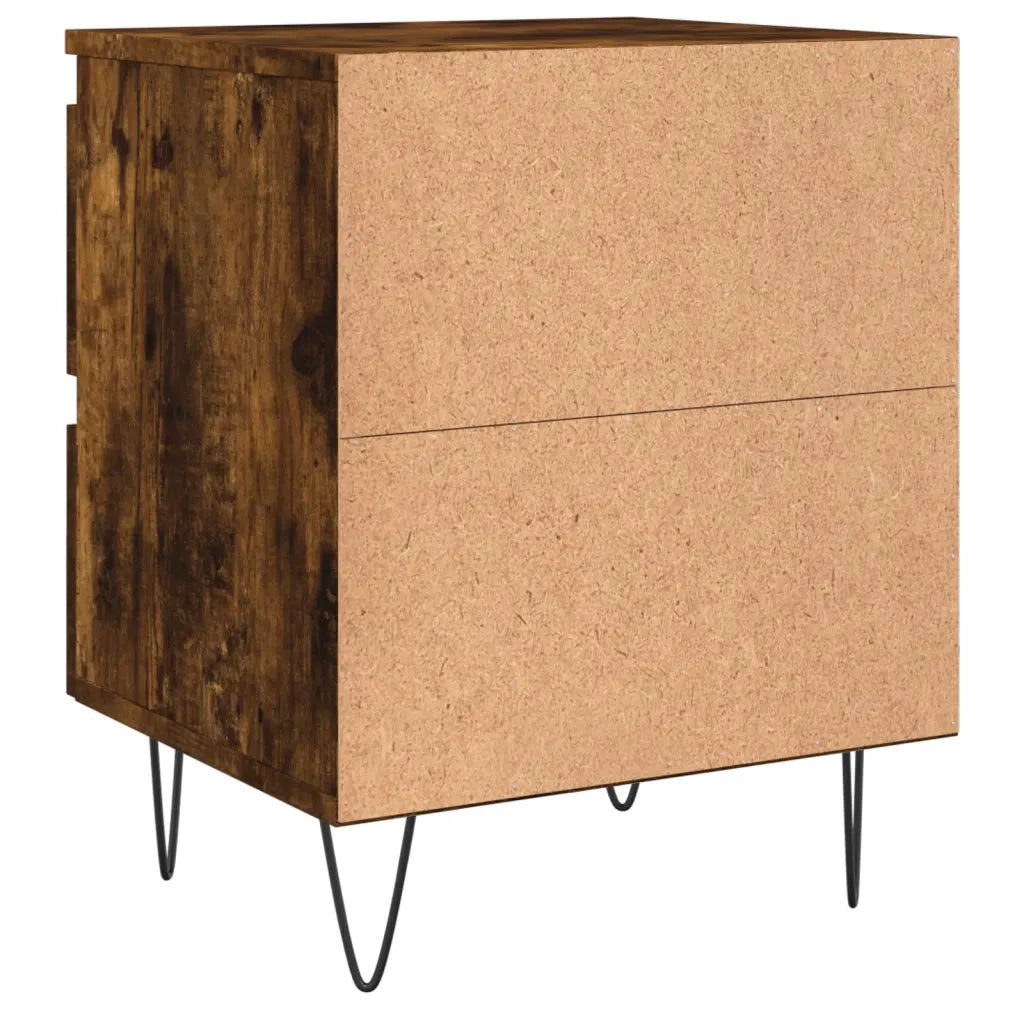 Set di 2 Comodini | Armadio da Notte | Mobiletto da notte Rovere Fumo 40x35x50 cm in Legno Multistrato