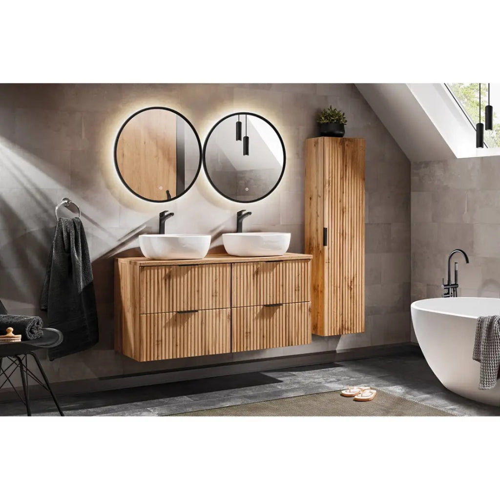Specchio bagno LED rotondo nero 80x80 cm design