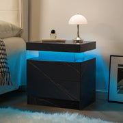 Comodino Moderno con Luci LED Regolabili e 2 Cassetti, Nero e Oro