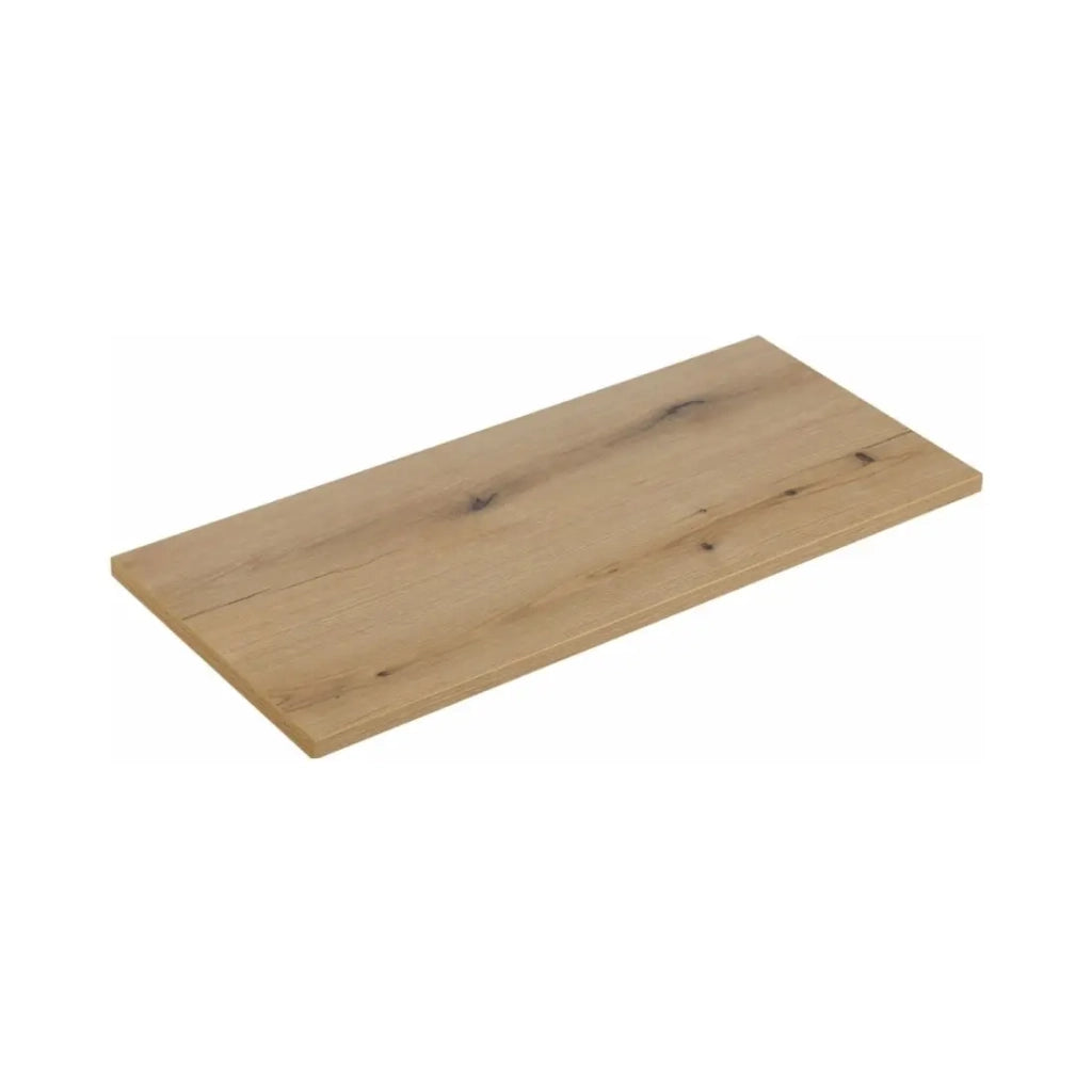 Set VANO effetto quercia 130cm: mobili sottolavabo con cassetti + piano per lavabo + lavabi rettangolari da appoggio + colonna