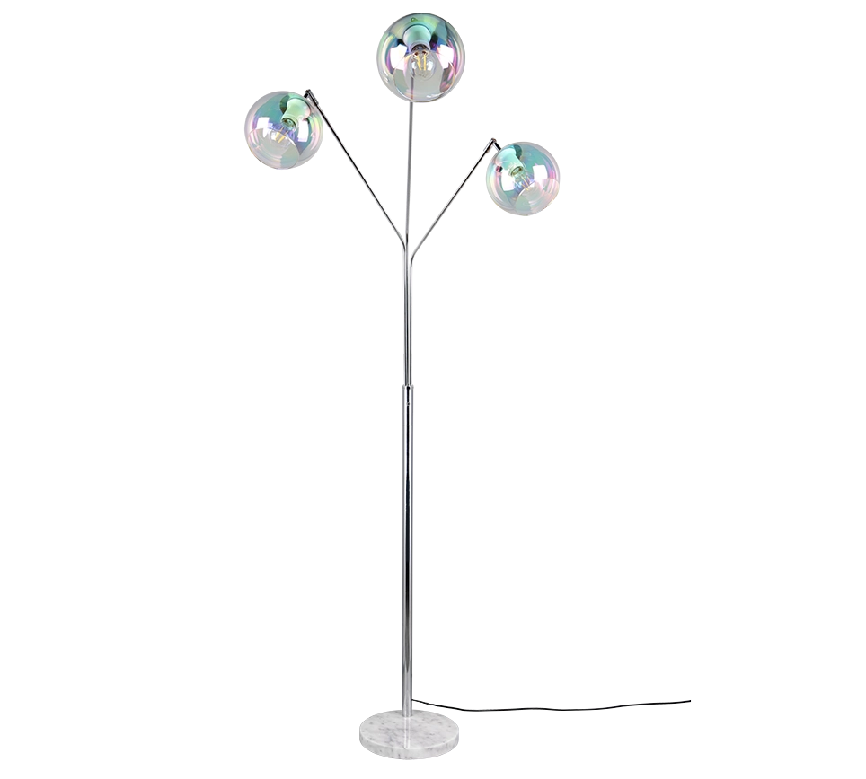 Piantana 3 diffusori, metallo e vetro, cromo, H200 cm, Paxton