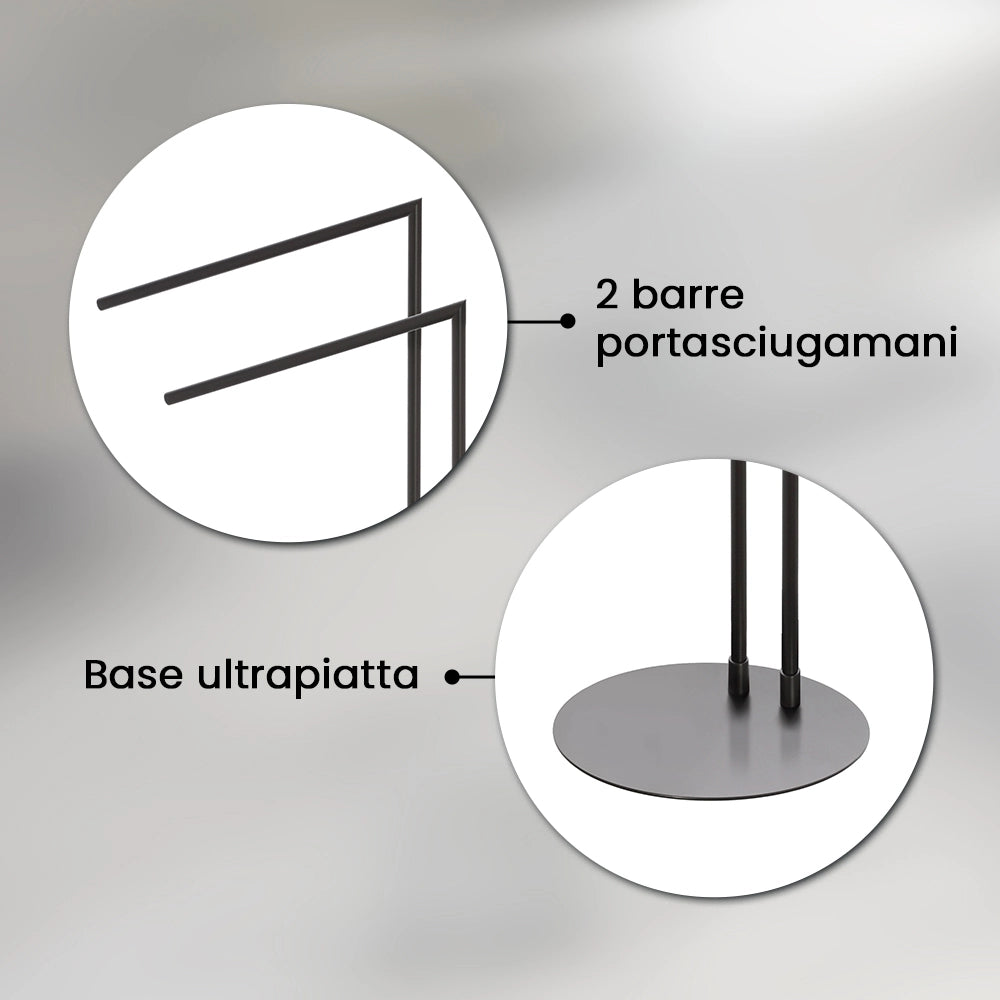Piantana portasciugamani da appoggio in acciaio nero opaco Style