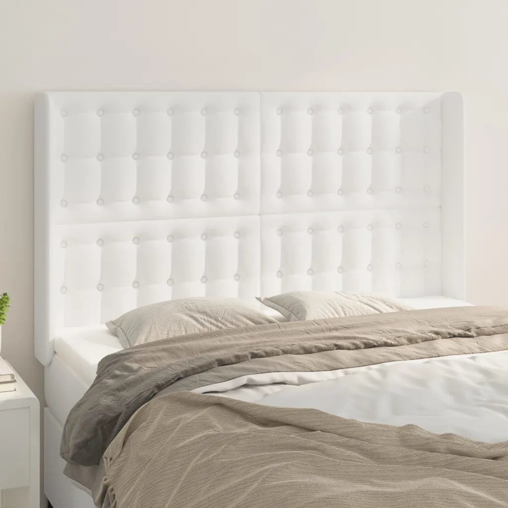 Testiera ad Orecchio-Testata con Orecchie Bianco 147x16x118/128 cm in Similpelle 437732