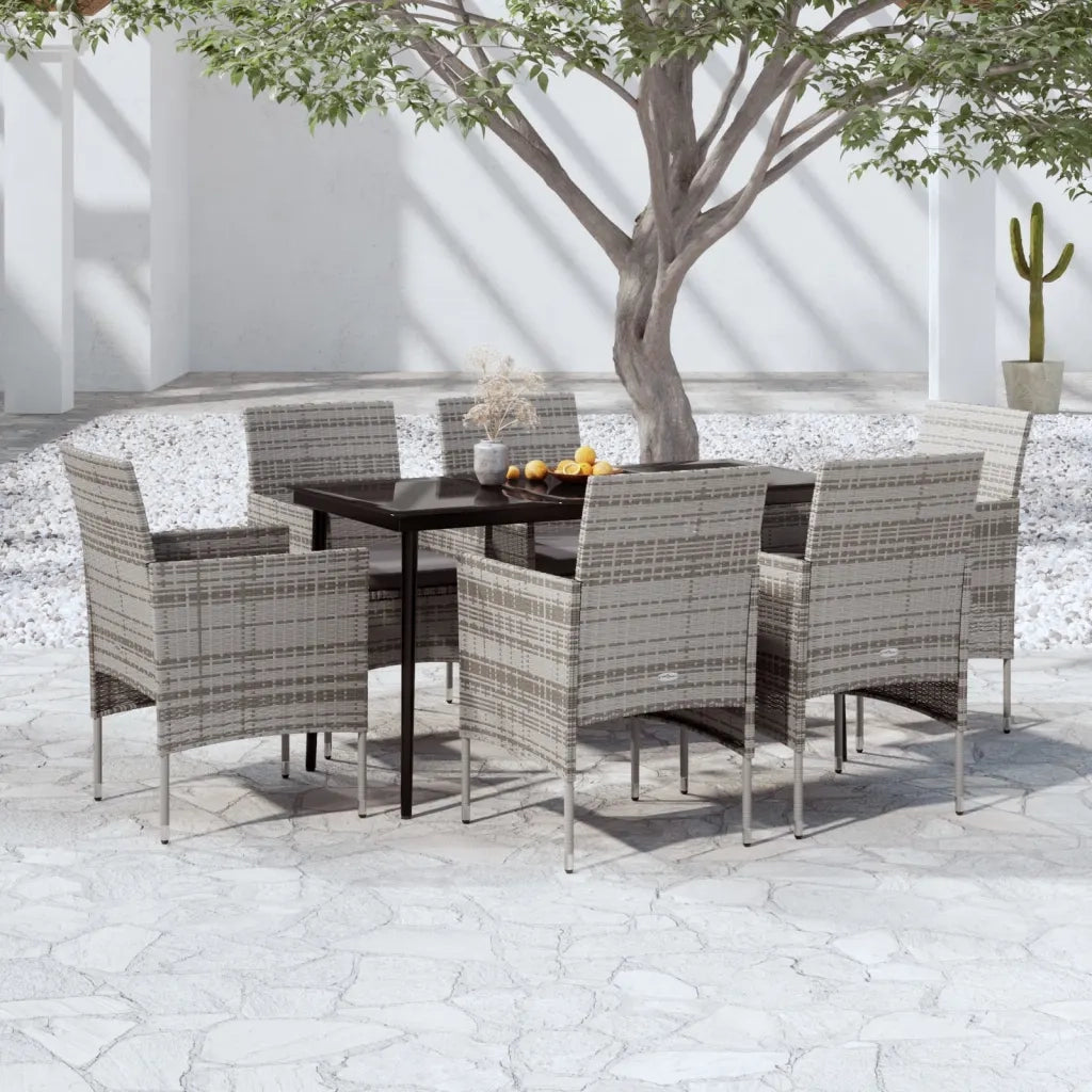 Set da Pranzo da Giardino 7 pz con Cuscini Grigio e Nero 3099314