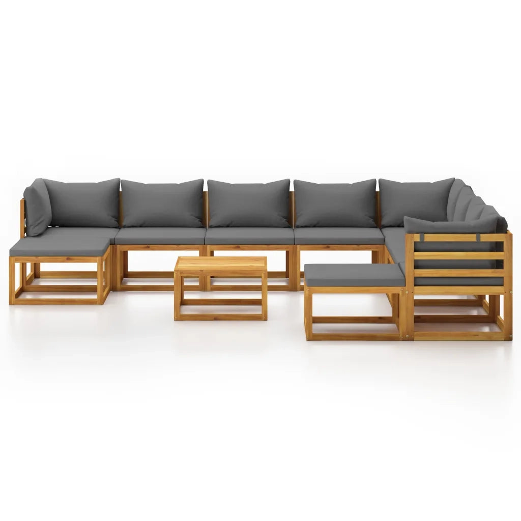 Set Divani da Giardino 11 pz con Cuscini in Massello di Acacia cod mxl 46252