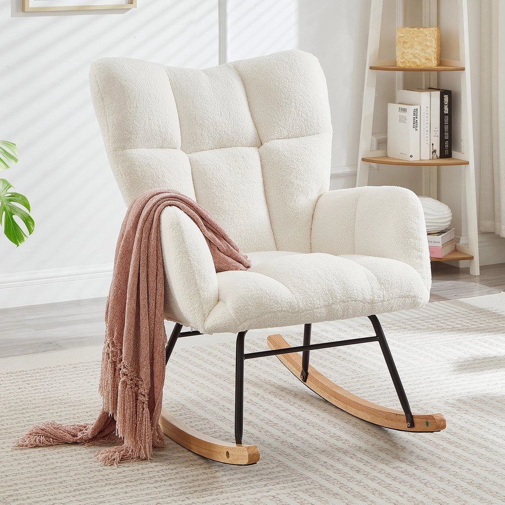 Poltrona a Dondolo ¨C Xylo ¨C Legno e Metallo, Design Scandinavo, 69x89x101 cm